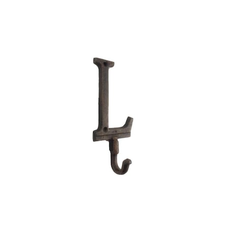 Handcrafted Model Ships 6 x 1 x 3 in. Rustic Copper Cast Iron Letter L Alphabet Wall Hooks K-9056-L-rc